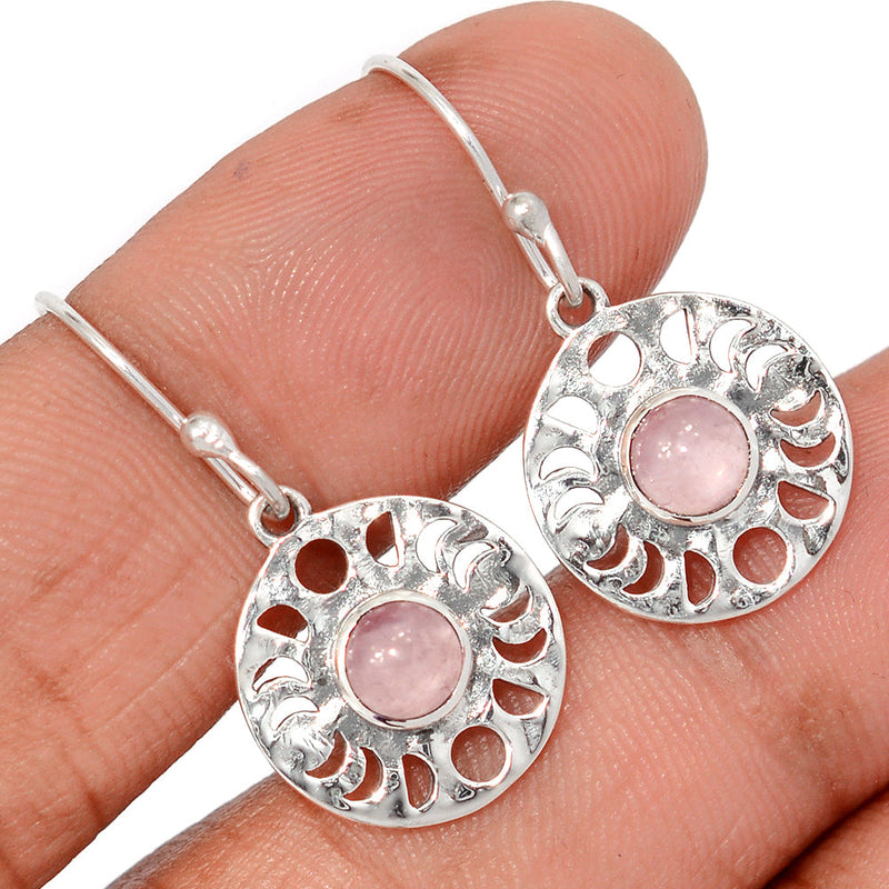 1.2" Phases Of Moon - Rose Quartz Earrings - DSNE79