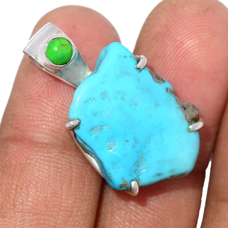 1.2" Designer -  Kingman Turquoise Rough & Green Mohave Pendants - DSNP1102