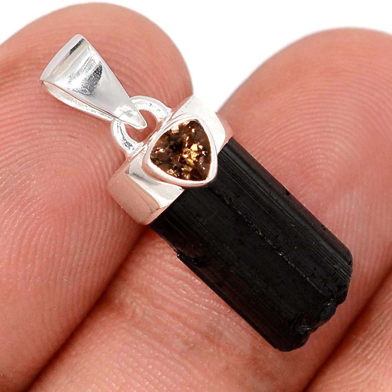 1" Black Tourmaline & Smokey Topaz Pendants - DSNP2110