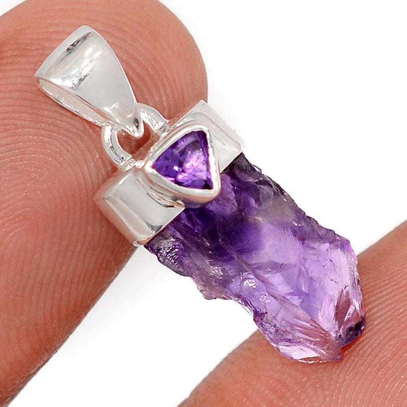 1" Amethyst Rough & Amethyst Faceted Pendants - DSNP2111