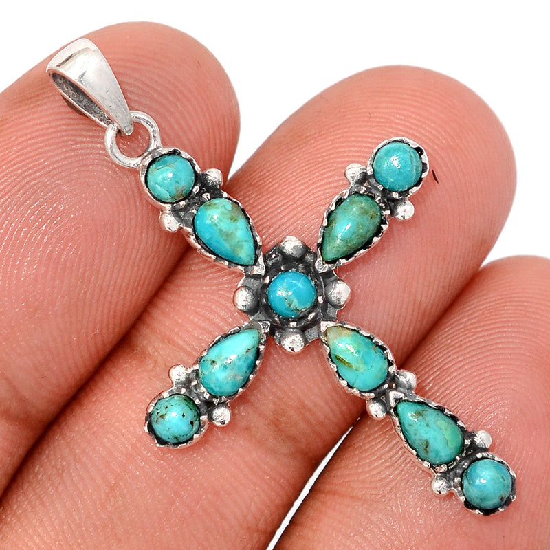 1.6" Cross - Mohave Blue Turquoise Pendants - DSNP2120