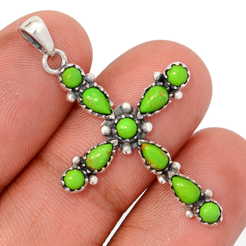 1.6" Cross - Mohave Green Turquoise Pendants - DSNP2127