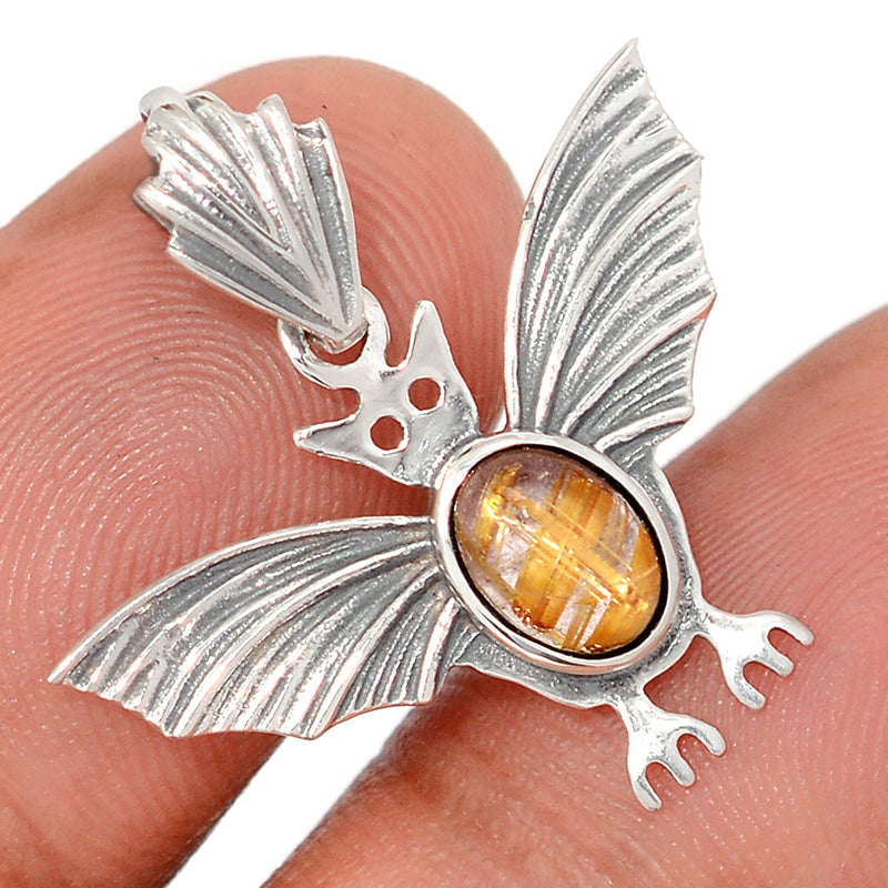 1" Bat - Golden Rutile Pendants - DSNP2143