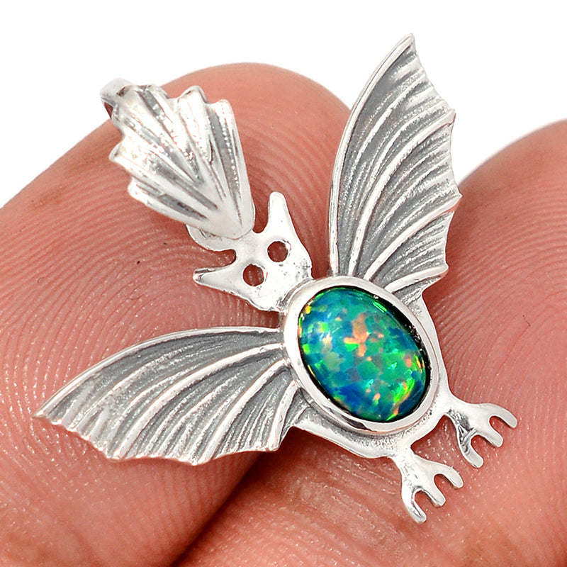 1" Bat - Lab Grown Fire Opal Pendants - DSNP2148