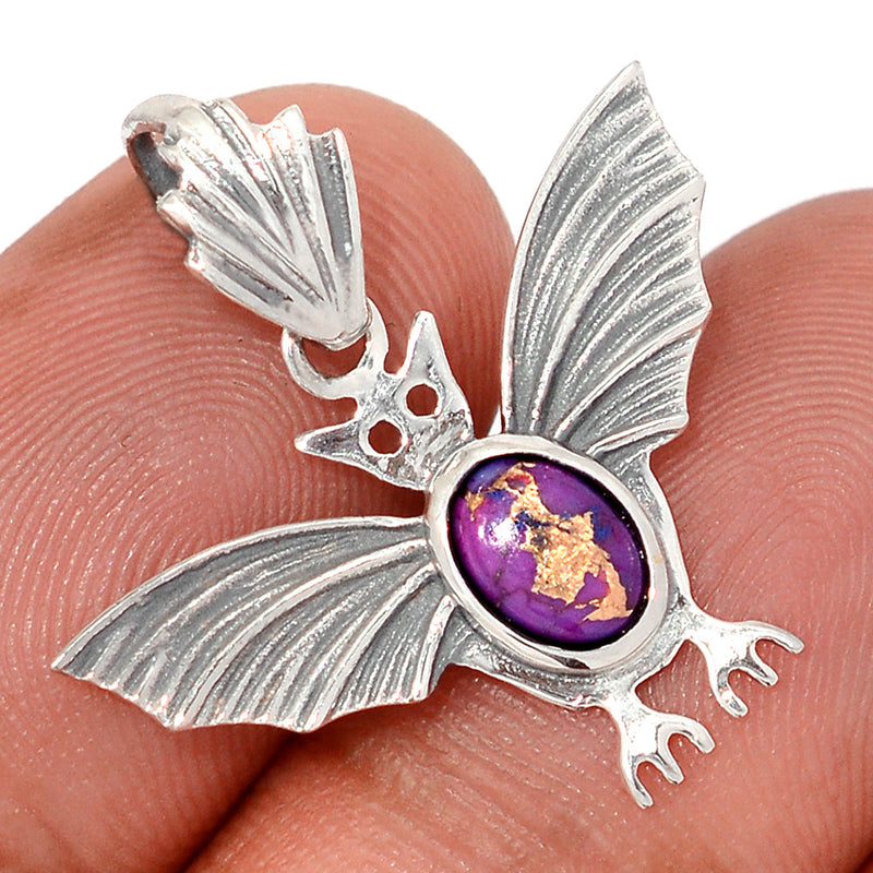 1" Bat - Copper Purple Turquoise Pendants - DSNP2161