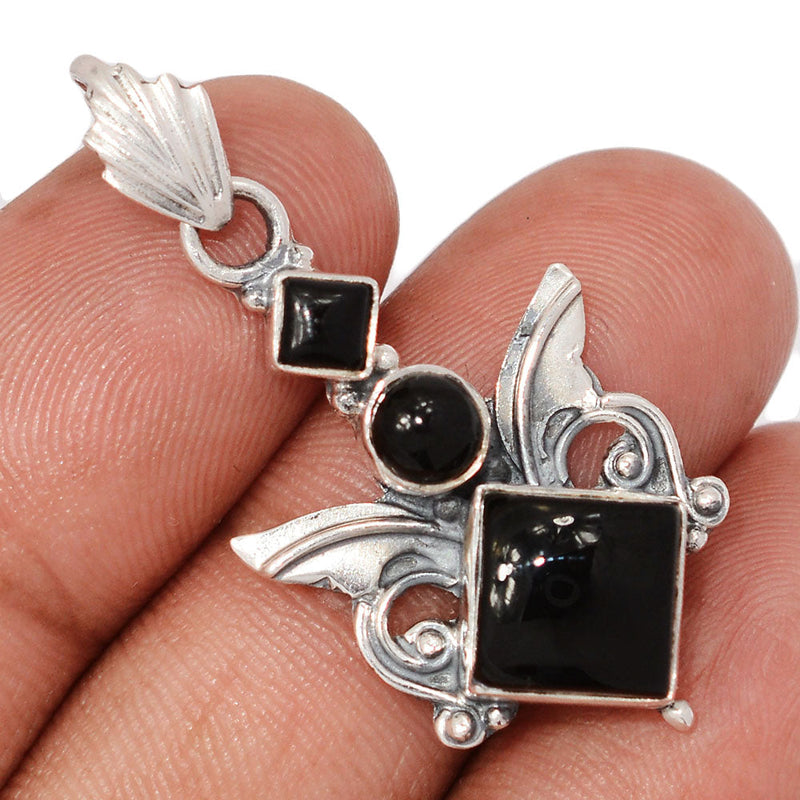 1.6" Scared Angel Wings - Black Onyx Pendants - DSNP2205