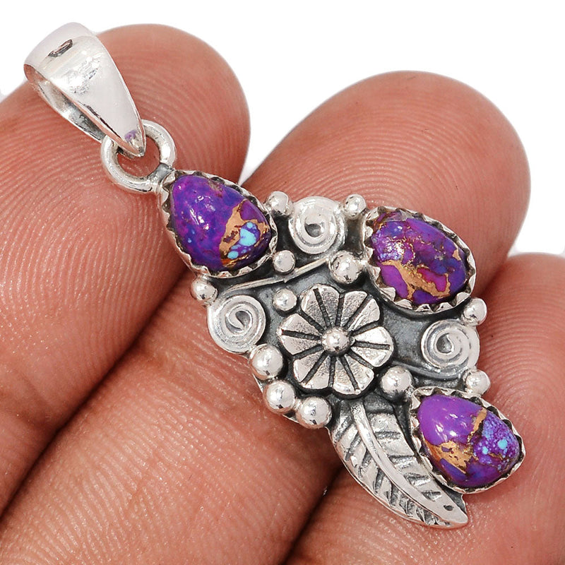 1.6" Southwest - Copper Purple Turquoise Pendants - DSNP2241