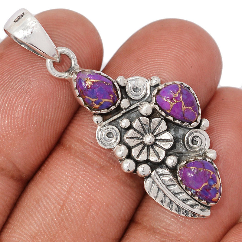 1.6" Southwest - Copper Purple Turquoise Pendants - DSNP2248