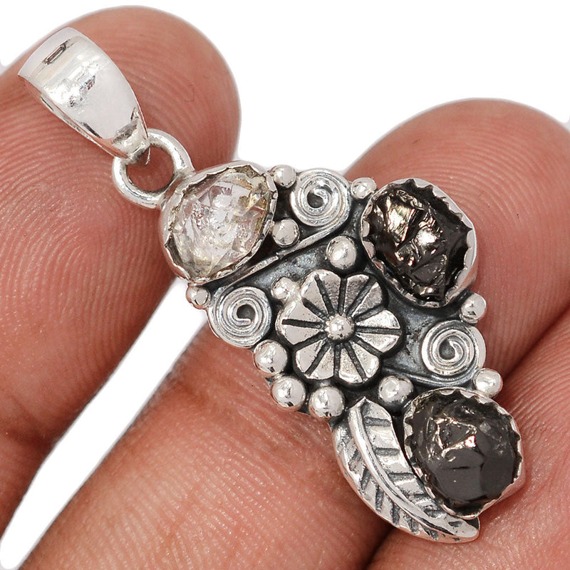 1.6" Southwest - Shungite & Herkimer Diamond Pendants - DSNP2251