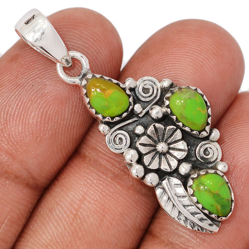 1.6" Southwest - Mohave Green Turquoise Pendants - DSNP2272