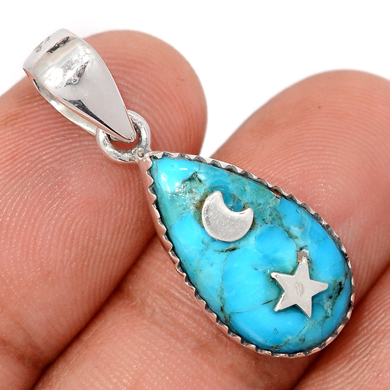 1.2" Moon & Star - Mohave Blue Turquoise Pendants - DSNP2277
