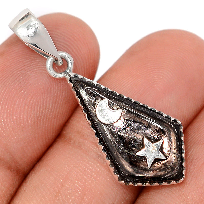 1.5" Moon & Star - Hypsersthene Pendants - DSNP2282