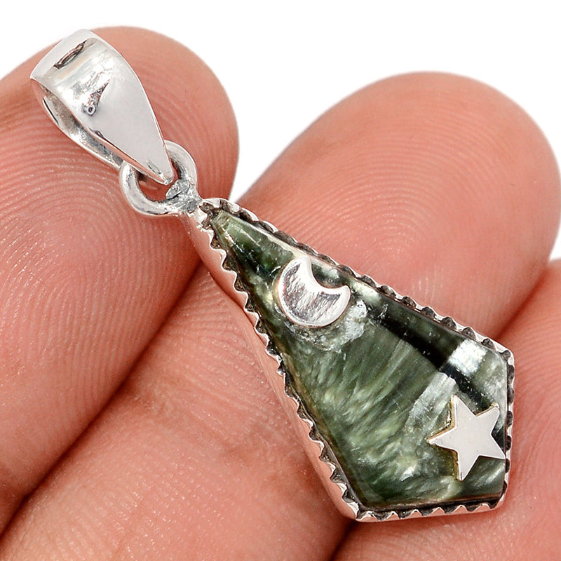 1.3" Moon & Star - Seraphinite Pendants - DSNP2283