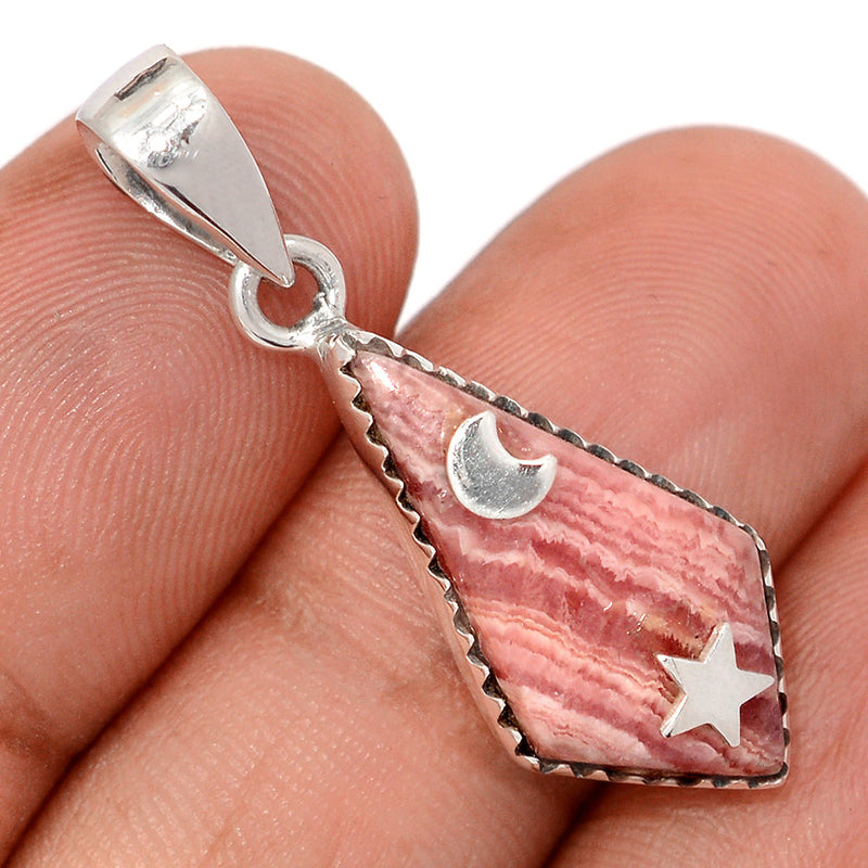 1.3" Moon & Star - Rhodochrosite Pendants - DSNP2285
