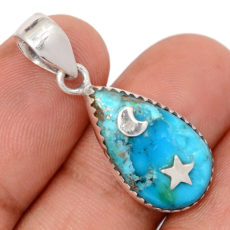 1.2" Moon & Star - Mohave Blue Turquoise Pendants - DSNP2286