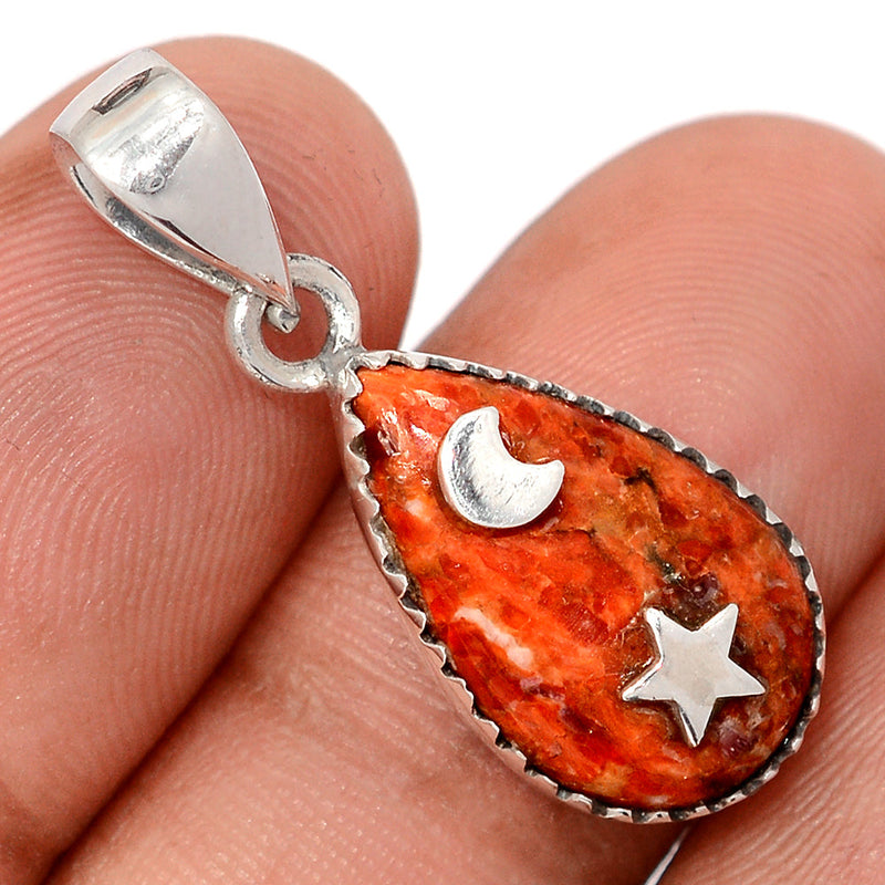 1.2" Moon & Star - Coral Pendants - DSNP2287