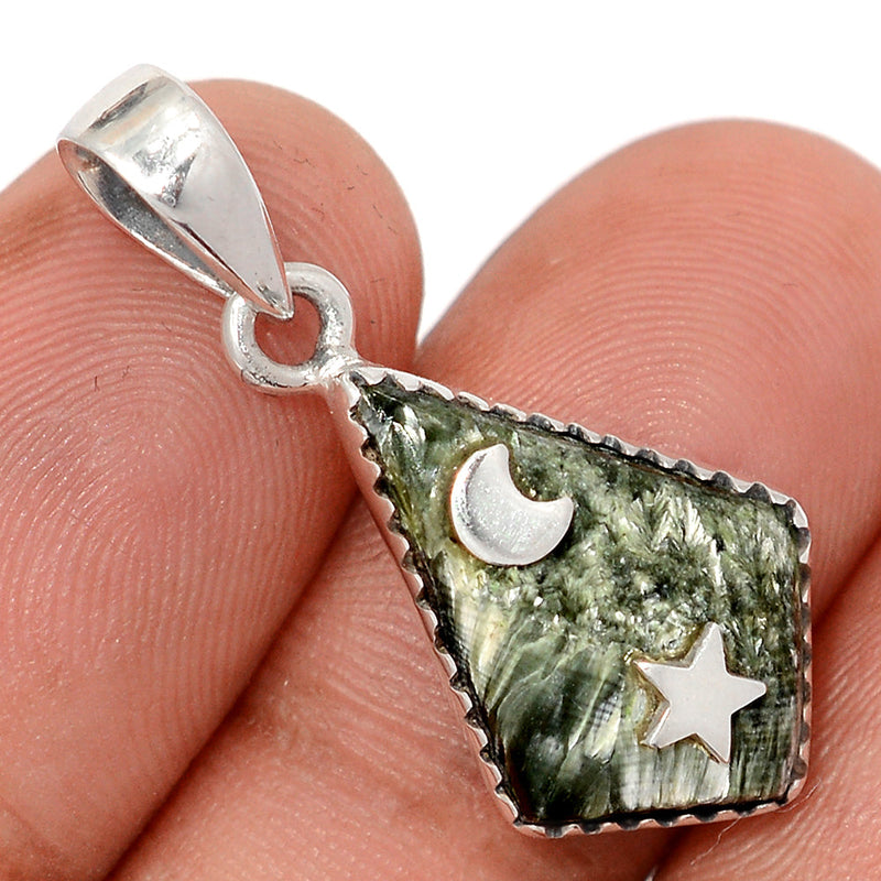 1.2" Moon & Star - Seraphinite Pendants - DSNP2289