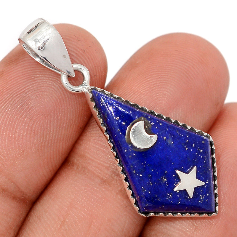 1.6" Moon & Star - Lapis Pendants - DSNP2291