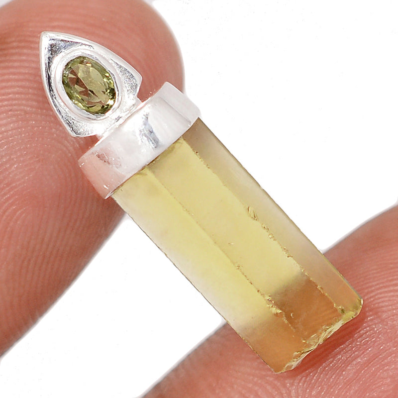 1.1" Designer - Lemon Topaz & Moldavite Pendants - DSNP2299