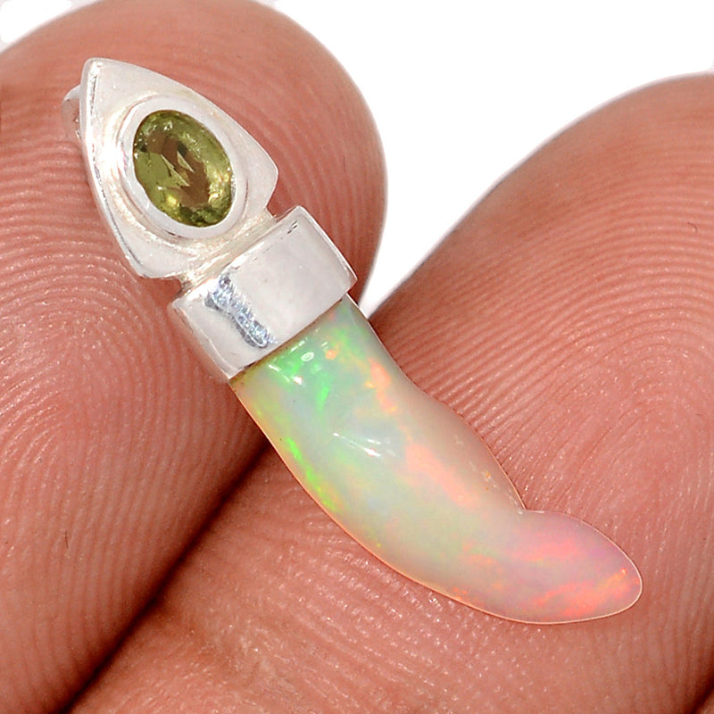 1" Designer - Moldavite & Ethiopian Opal Polish Rough Pendants - DSNP2314