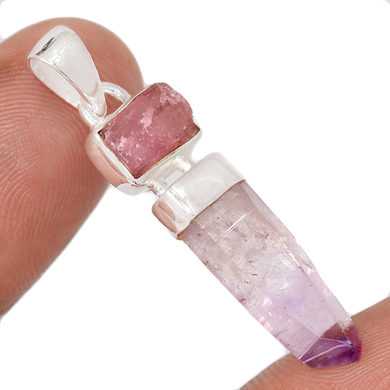 1.6" Designer - Vera Cruz Amethyst & Pink Tourmaline Rough Pendants - DSNP2321