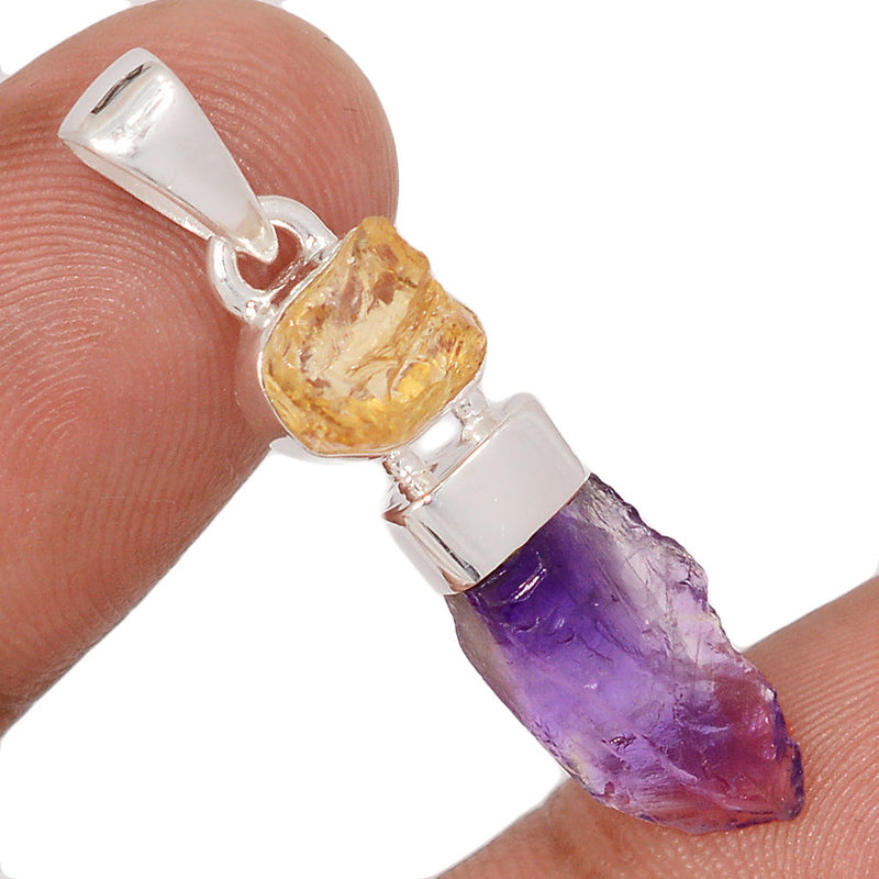 1.5" Designer - Amethyst & Citrine Rough Pendants - DSNP2323