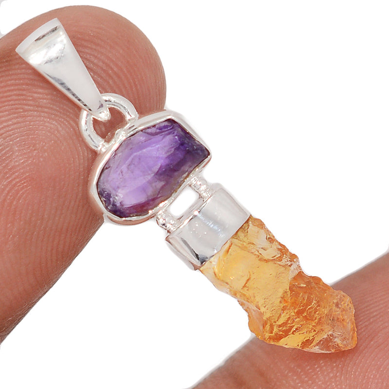 1.5" Designer - Amethyst & Citrine Rough Pendants - DSNP2326