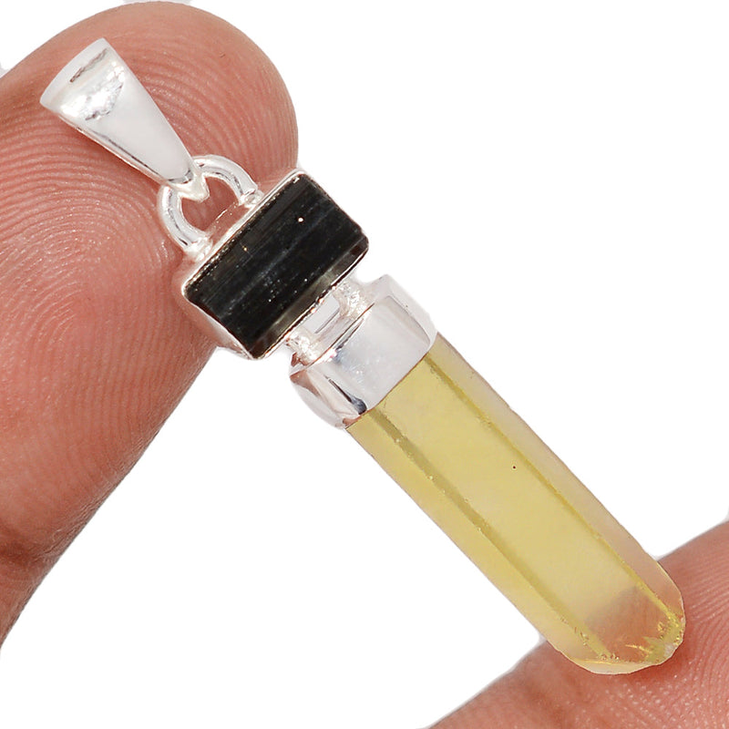1.6" Designer - Lemon Topaz & Black Tourmaline Rough Pendants - DSNP2327