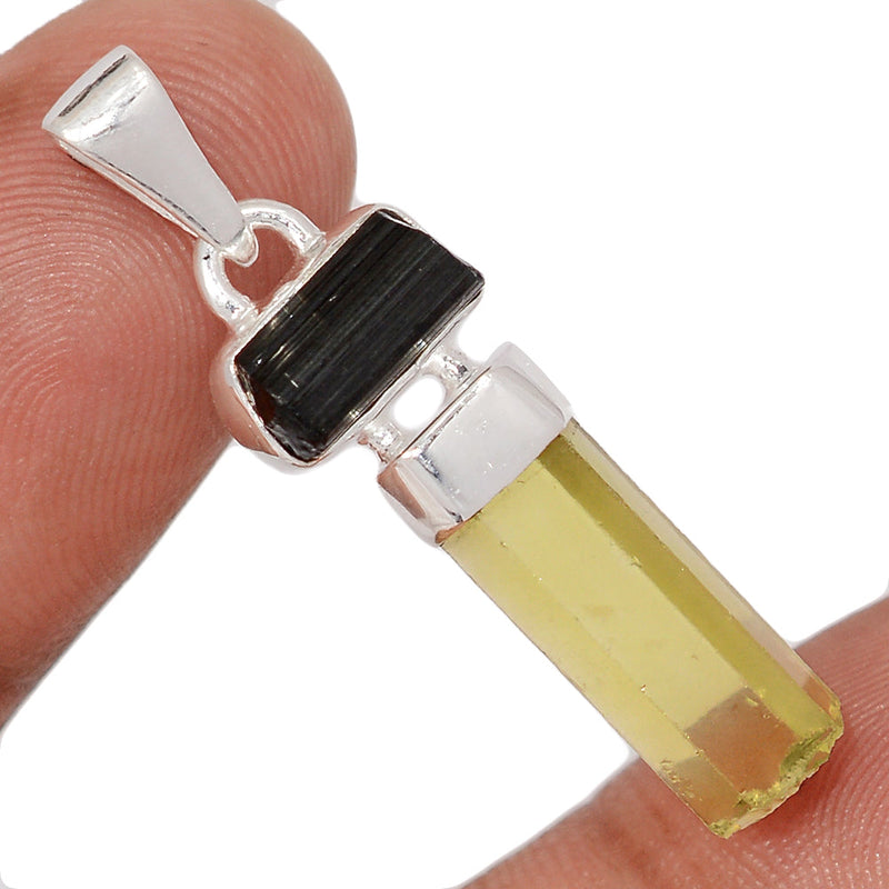 1.5" Designer - Lemon Topaz & Black Tourmaline Rough Pendants - DSNP2336