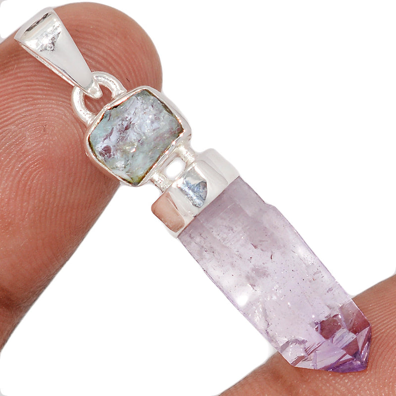 1.6" Designer - Vera Cruz Amethyst & Aquamarine Rough Pendants - DSNP2341