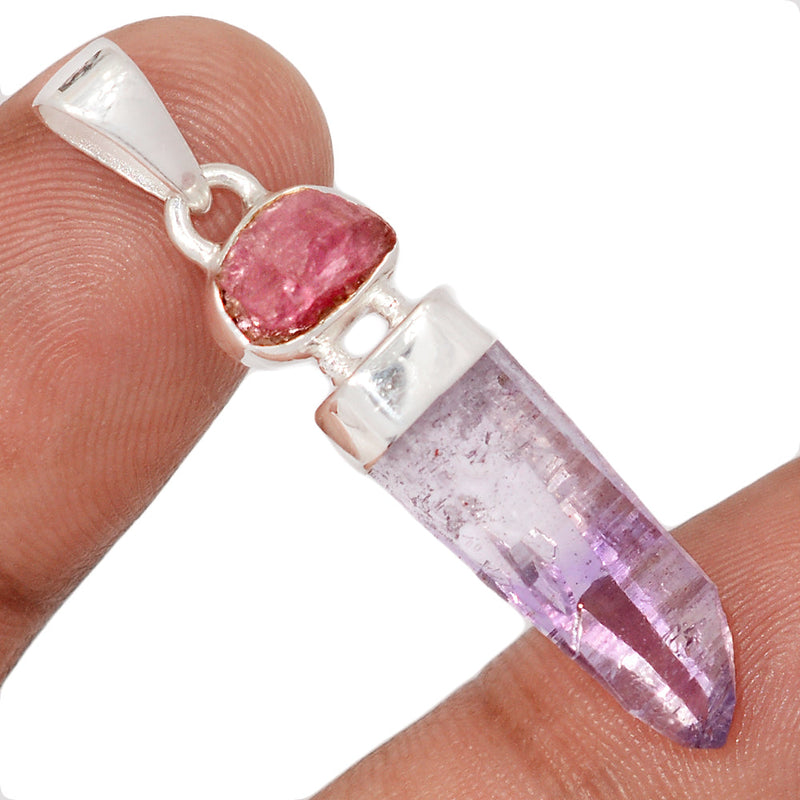 1.6" Designer - Vera Cruz Amethyst & Pink Tourmaline Rough Pendants - DSNP2347