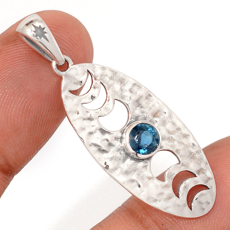 1.7" Phases Of Moon - London Blue Topaz Pendants - DSNP2356