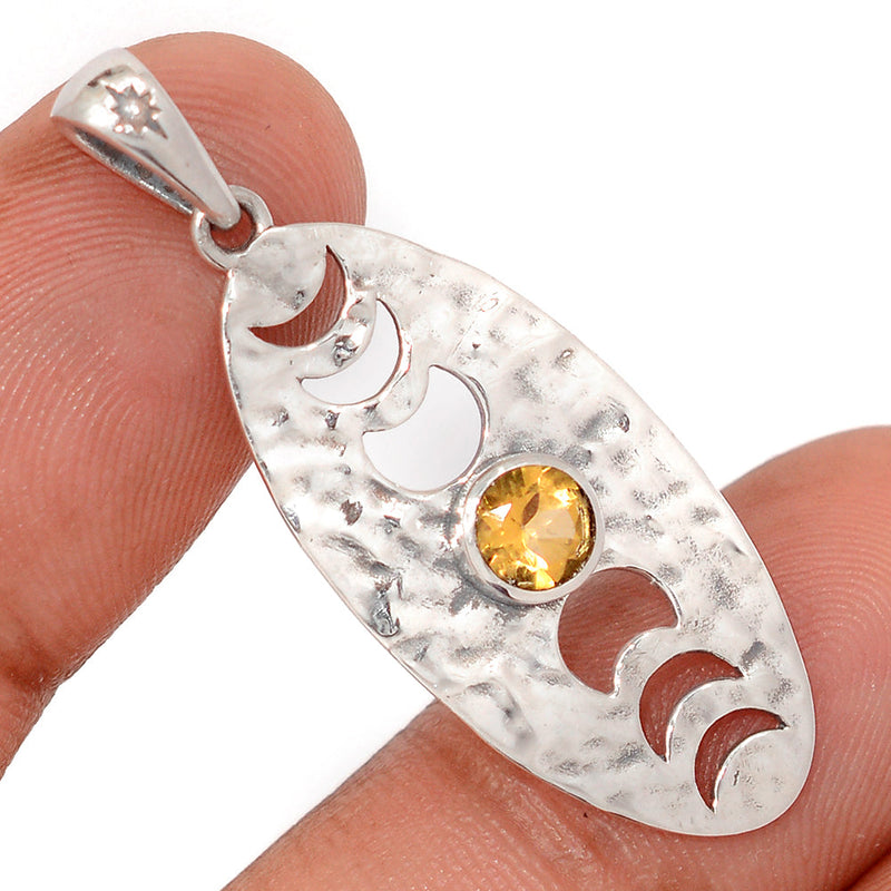 1.7" Phases Of Moon - Citrine Pendants - DSNP2360