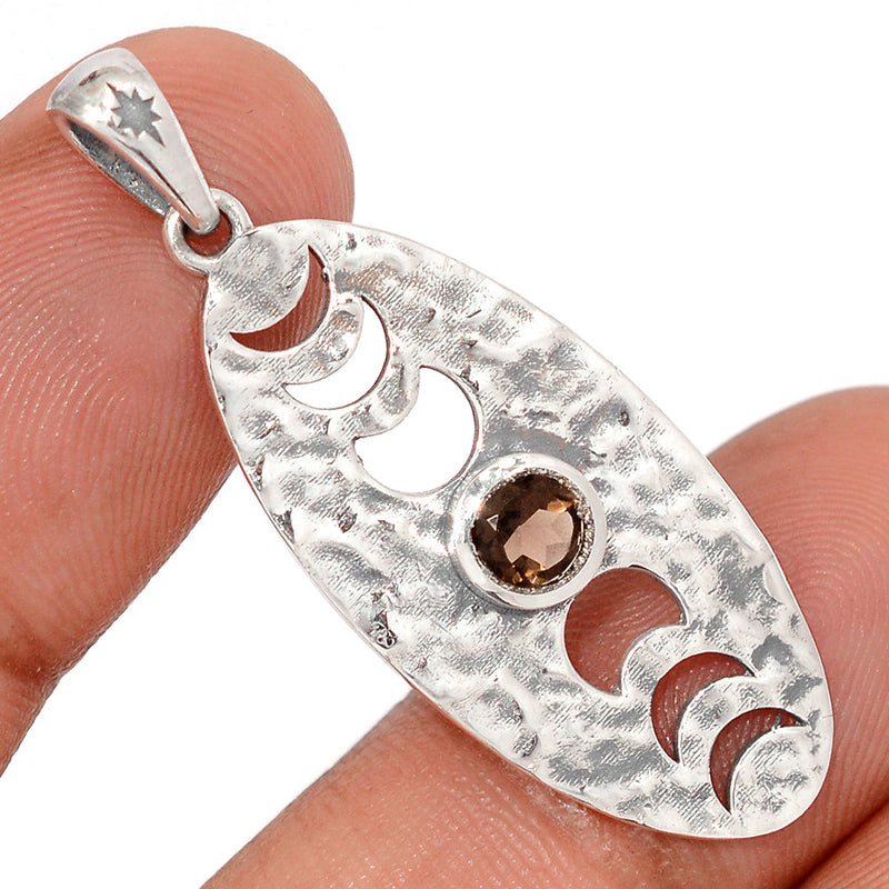 1.7" Phases Of Moon - Smokey Topaz Pendants - DSNP2362