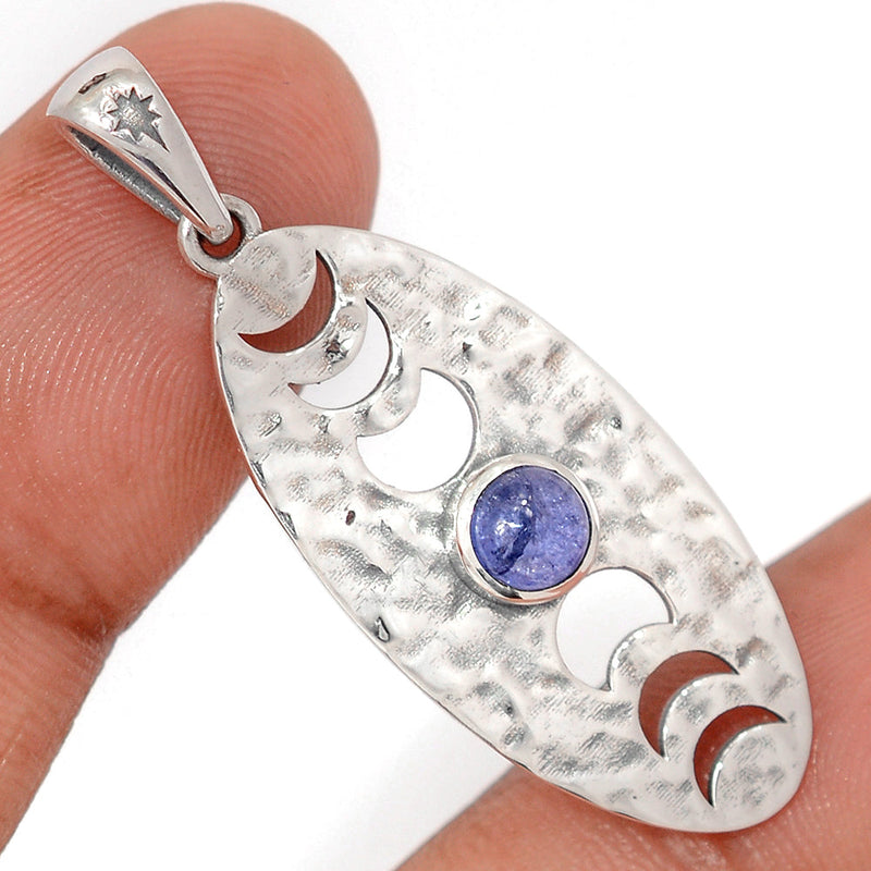 1.7" Phases Of Moon - Tanzanite Cabochon Pendants - DSNP2364
