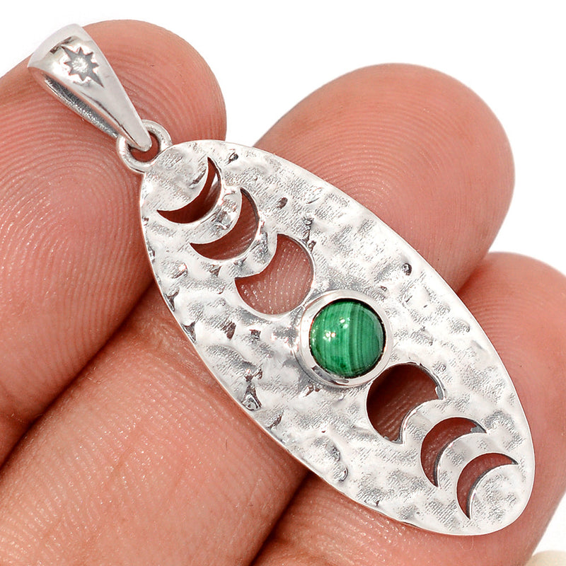 1.7" Phases Of Moon - Malachite Pendants - DSNP2365