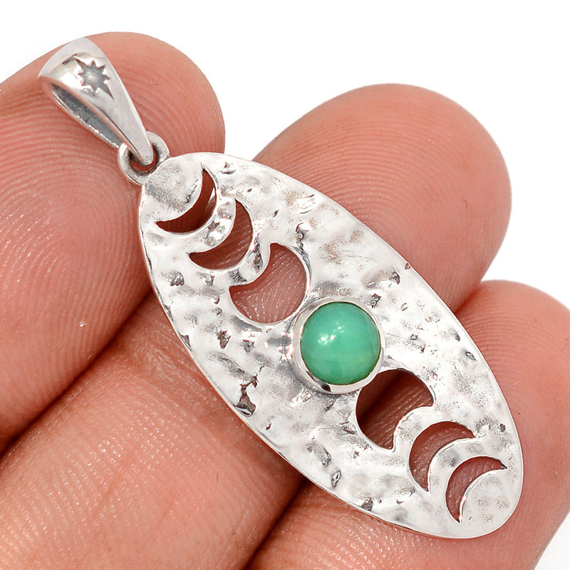 1.7" Phases Of Moon - Chrysoprase Pendants - DSNP2366