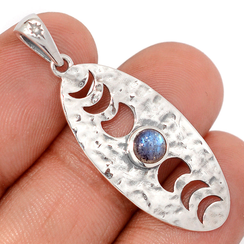 1.7" Phases Of Moon - Labradorite Pendants - DSNP2367