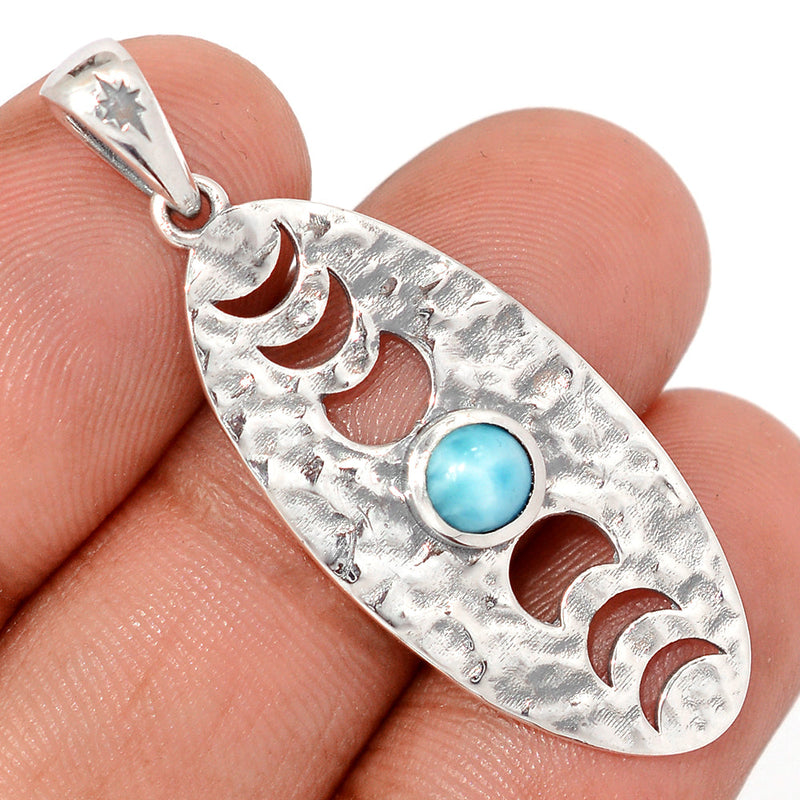 1.7" Phases Of Moon - Larimar Pendants - DSNP2370