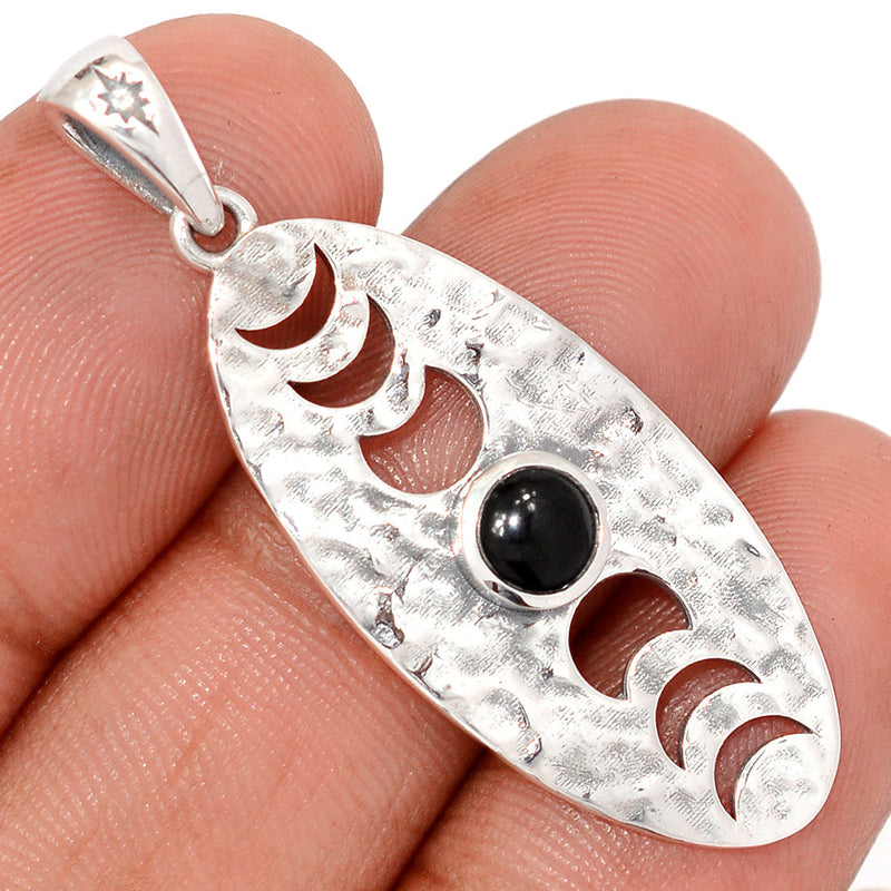 1.7" Phases Of Moon - Black Onyx Pendants - DSNP2371