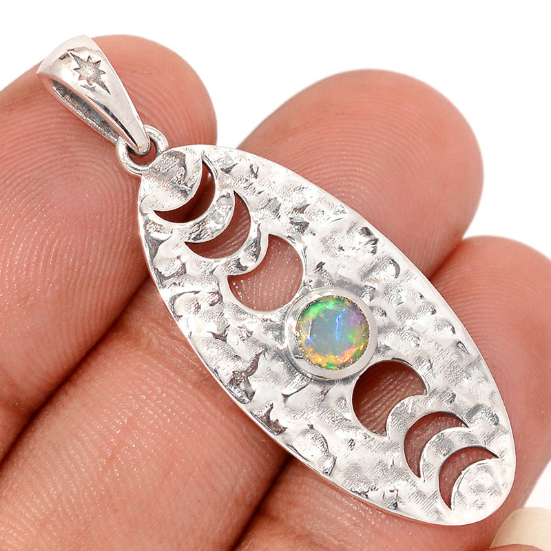 1.7" Phases Of Moon - Ethiopian Opal Faceted Pendants - DSNP2375