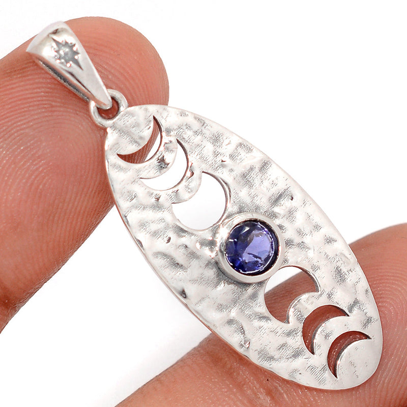 1.7" Phases Of Moon - Iolite Pendants - DSNP2376