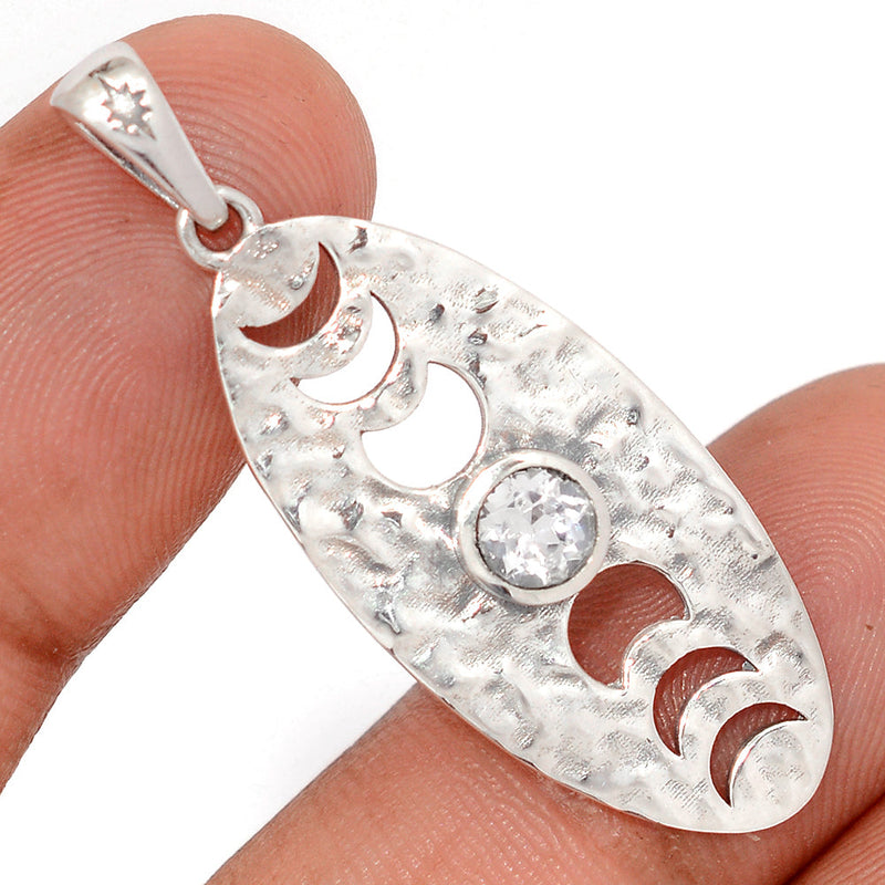 1.7" Phases Of Moon - White Topaz Pendants - DSNP2381