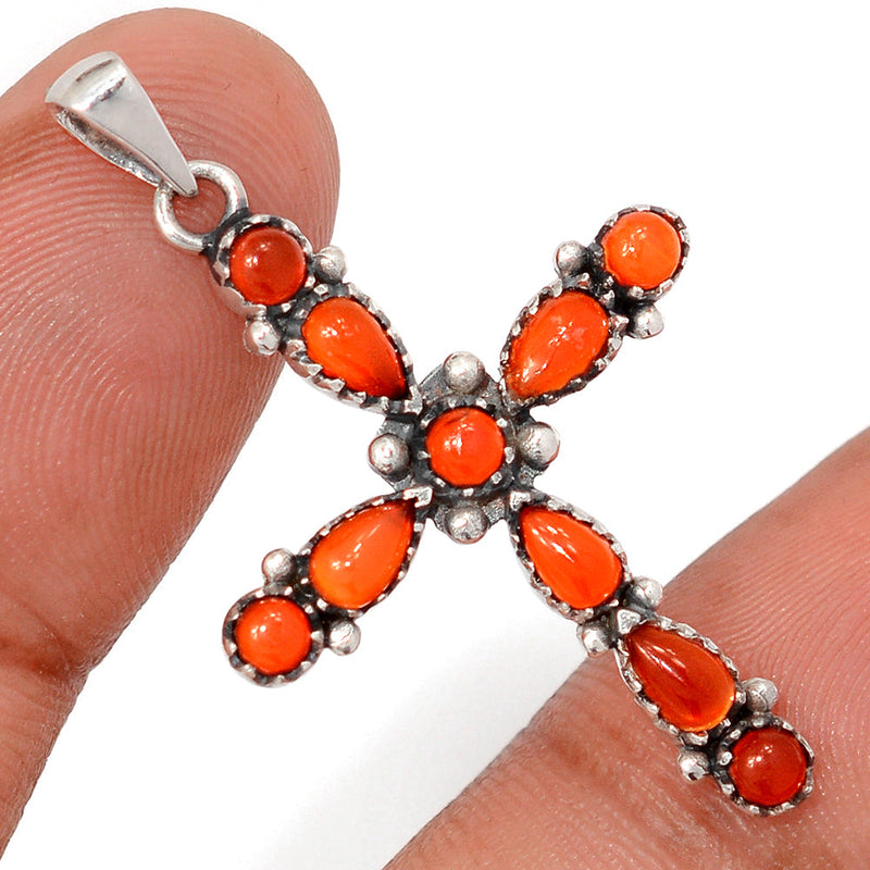 1.6" Cross - Carnelian Pendants - DSNP2391