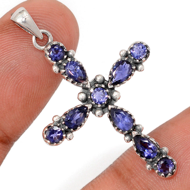 1.6" Cross - Iolite Pendants - DSNP2401
