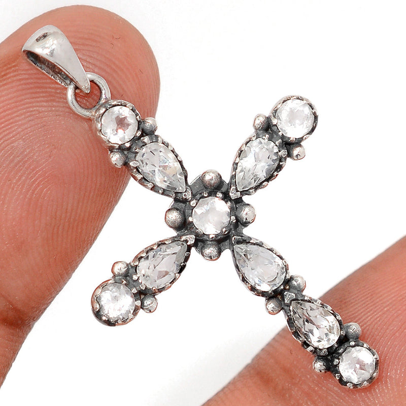 1.6" Cross - White Topaz Pendants - DSNP2404
