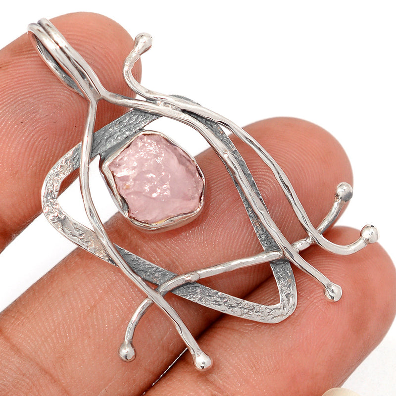 1.8" Designer - Rose Quartz Rough Pendants - DSNP2416