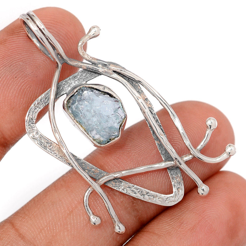 1.8" Designer - Aquamarine Rough Pendants - DSNP2419