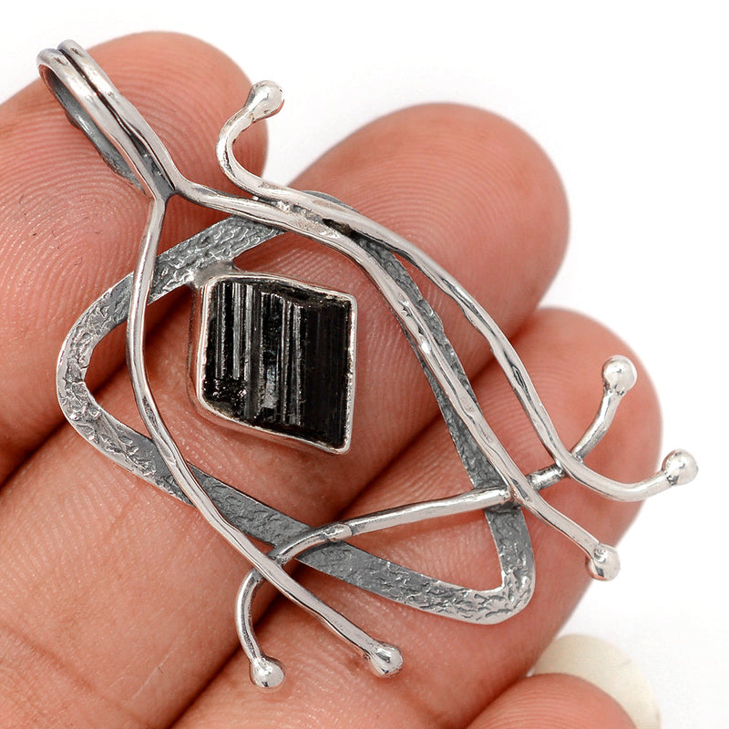 1.8" Designer - Black Tourmaline Rough Pendants - DSNP2422