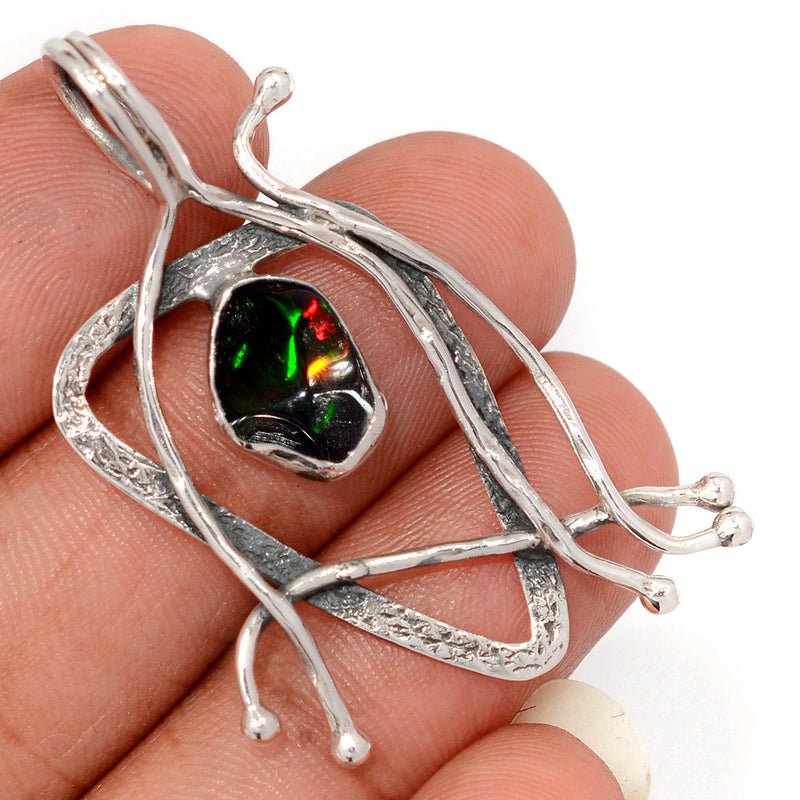 1.8" Designer - Chalama Black Opal Rough Pendants - DSNP2423